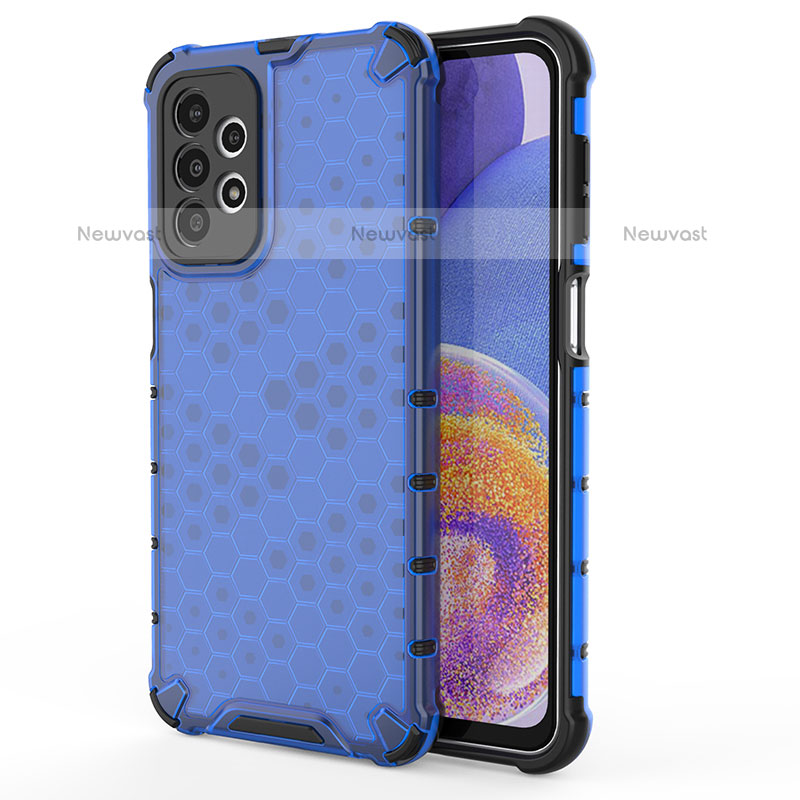 Silicone Transparent Frame Case Cover 360 Degrees AM1 for Samsung Galaxy A23 5G Blue