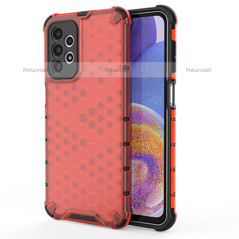 Silicone Transparent Frame Case Cover 360 Degrees AM1 for Samsung Galaxy A23 5G Red