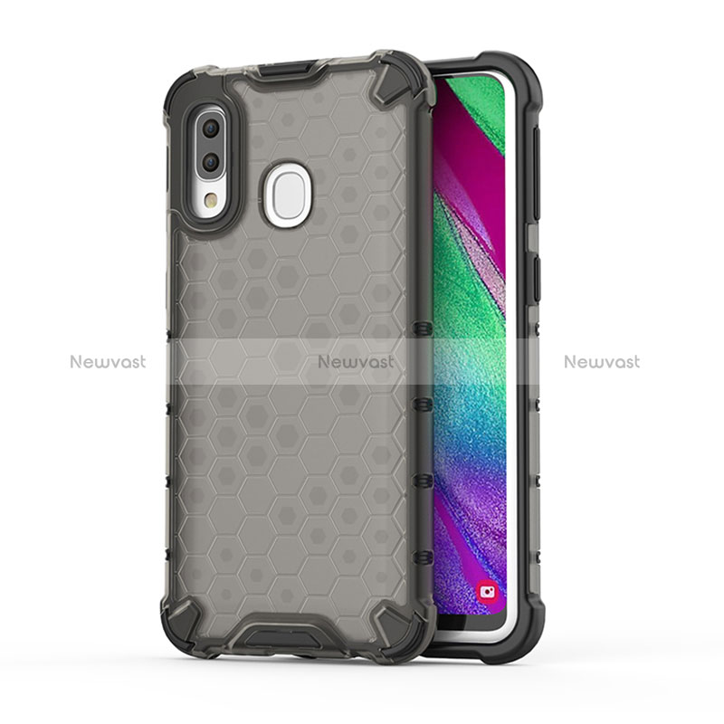 Silicone Transparent Frame Case Cover 360 Degrees AM1 for Samsung Galaxy A40 Black
