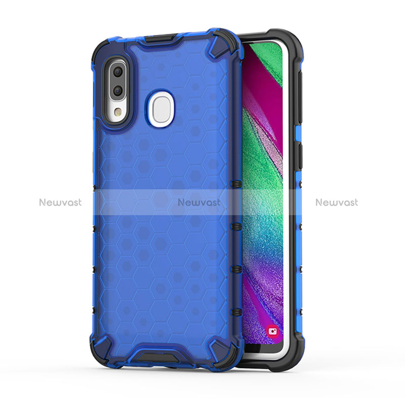 Silicone Transparent Frame Case Cover 360 Degrees AM1 for Samsung Galaxy A40 Blue