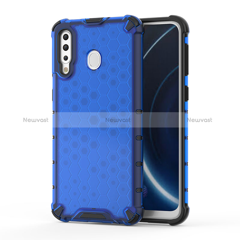 Silicone Transparent Frame Case Cover 360 Degrees AM1 for Samsung Galaxy A40s Blue