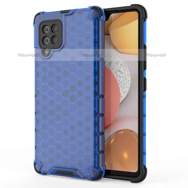 Silicone Transparent Frame Case Cover 360 Degrees AM1 for Samsung Galaxy A42 5G Blue