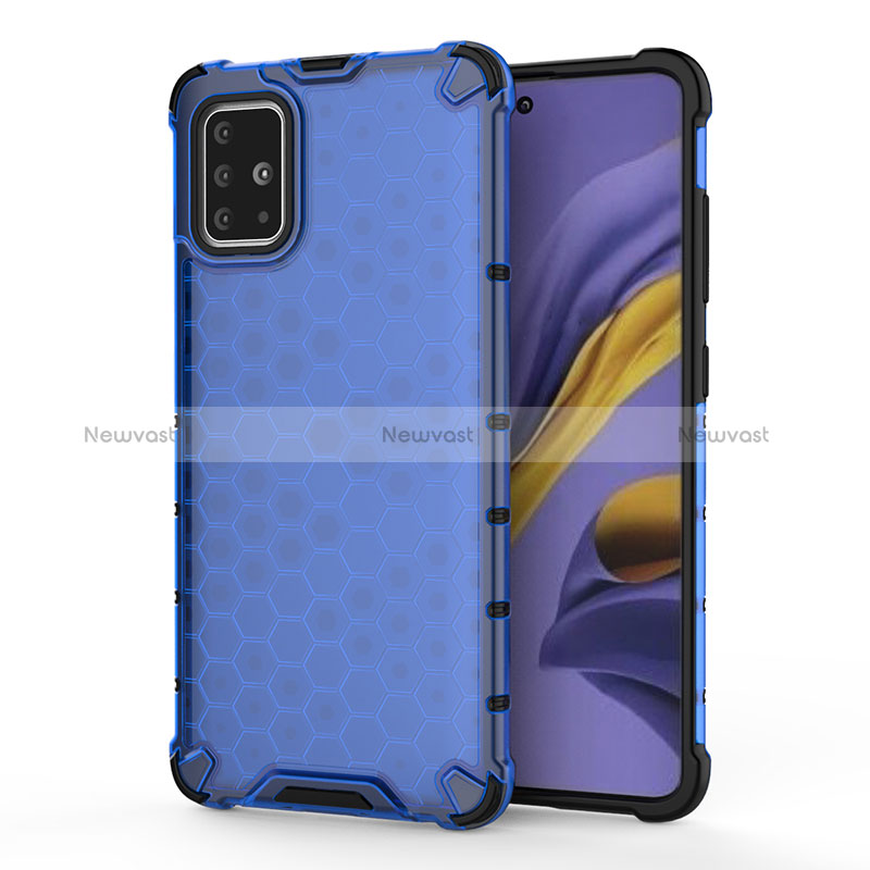 Silicone Transparent Frame Case Cover 360 Degrees AM1 for Samsung Galaxy A51 5G Blue