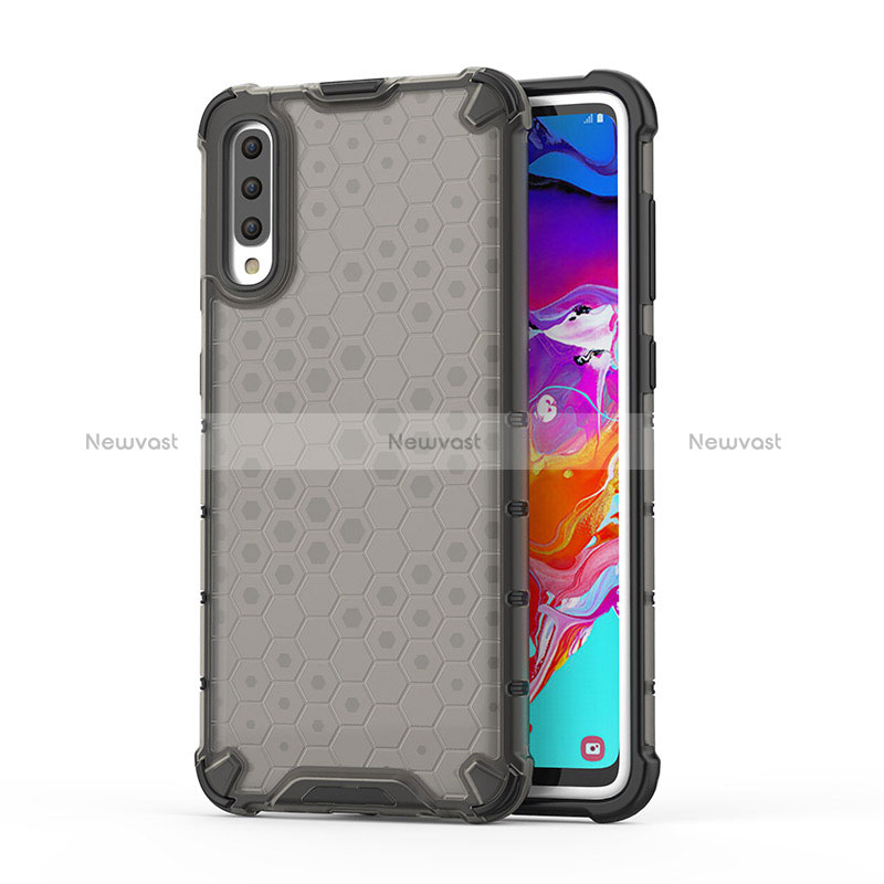 Silicone Transparent Frame Case Cover 360 Degrees AM1 for Samsung Galaxy A70 Black