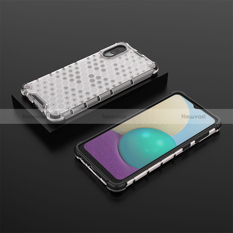 Silicone Transparent Frame Case Cover 360 Degrees AM1 for Samsung Galaxy M02 White