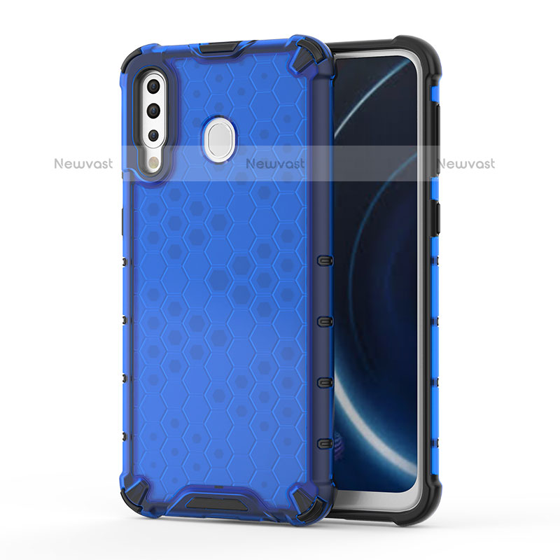 Silicone Transparent Frame Case Cover 360 Degrees AM1 for Samsung Galaxy M30 Blue