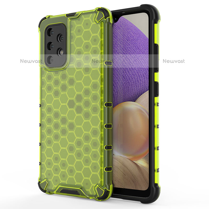 Silicone Transparent Frame Case Cover 360 Degrees AM1 for Samsung Galaxy M32 5G Green