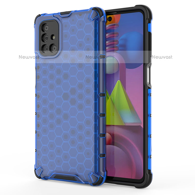 Silicone Transparent Frame Case Cover 360 Degrees AM1 for Samsung Galaxy M51 Blue