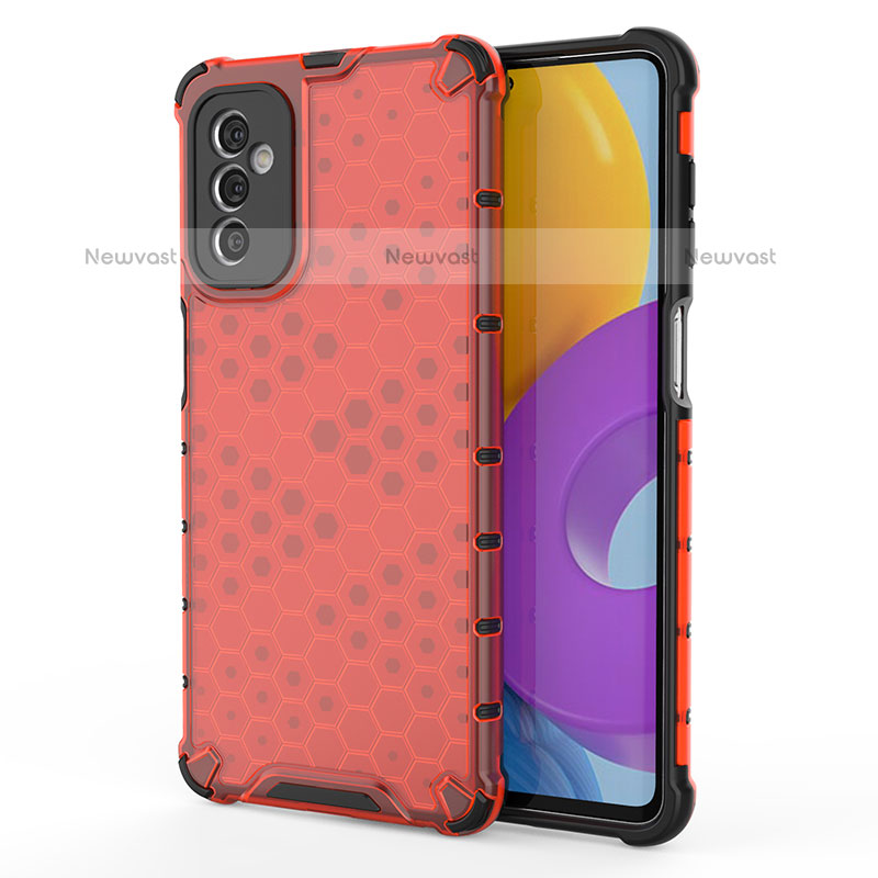 Silicone Transparent Frame Case Cover 360 Degrees AM1 for Samsung Galaxy M52 5G Red