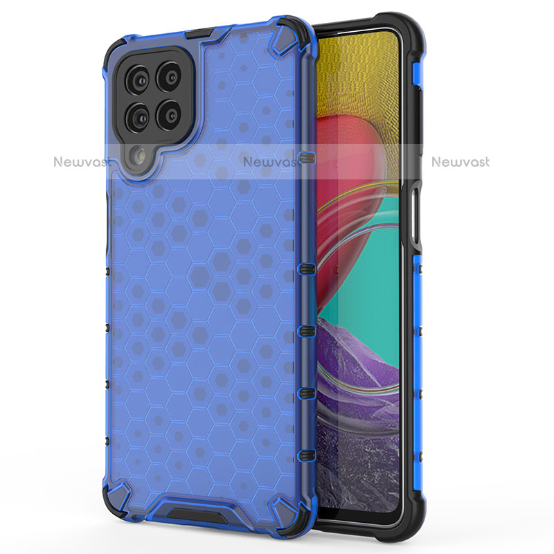 Silicone Transparent Frame Case Cover 360 Degrees AM1 for Samsung Galaxy M53 5G Blue