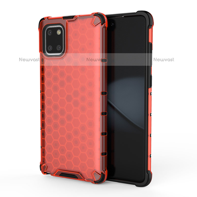 Silicone Transparent Frame Case Cover 360 Degrees AM1 for Samsung Galaxy Note 10 Lite Red