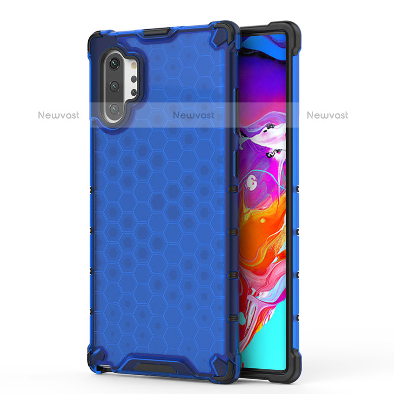 Silicone Transparent Frame Case Cover 360 Degrees AM1 for Samsung Galaxy Note 10 Plus 5G Blue