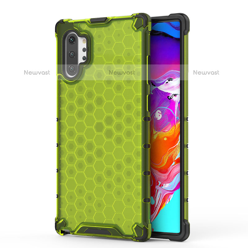 Silicone Transparent Frame Case Cover 360 Degrees AM1 for Samsung Galaxy Note 10 Plus 5G Green