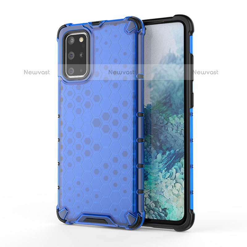 Silicone Transparent Frame Case Cover 360 Degrees AM1 for Samsung Galaxy S20 Plus 5G Blue