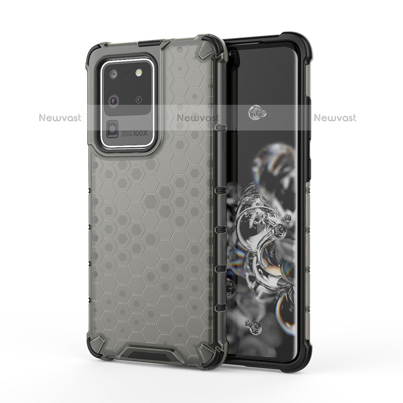 Silicone Transparent Frame Case Cover 360 Degrees AM1 for Samsung Galaxy S20 Ultra 5G Black