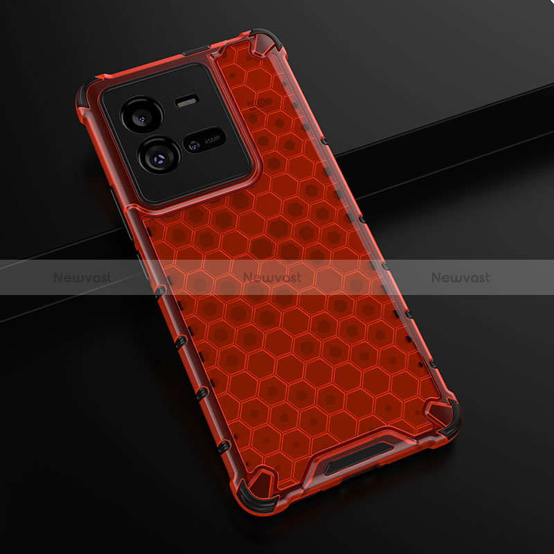 Silicone Transparent Frame Case Cover 360 Degrees AM1 for Vivo iQOO 10 Pro 5G Red