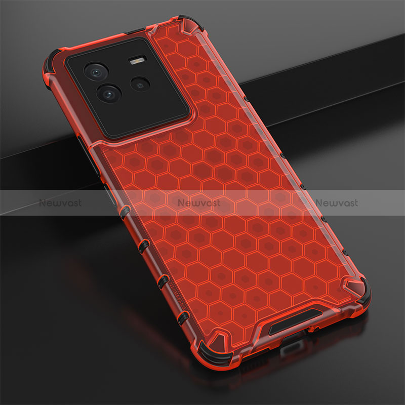 Silicone Transparent Frame Case Cover 360 Degrees AM1 for Vivo iQOO Neo6 SE 5G Red