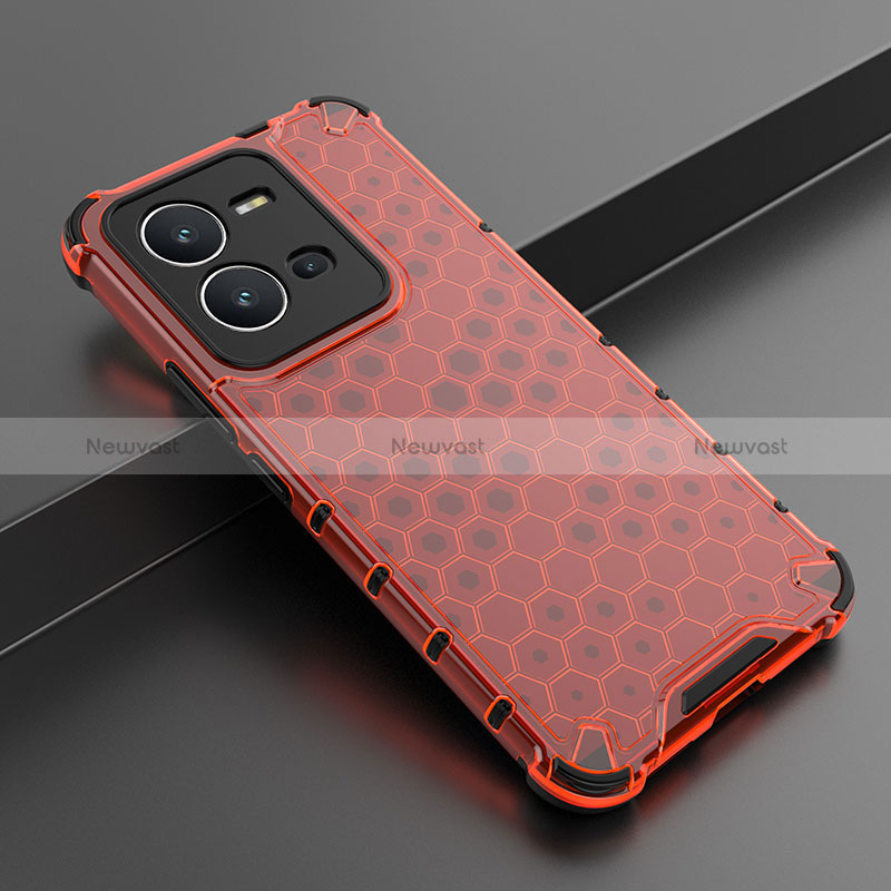 Silicone Transparent Frame Case Cover 360 Degrees AM1 for Vivo V25 5G Red