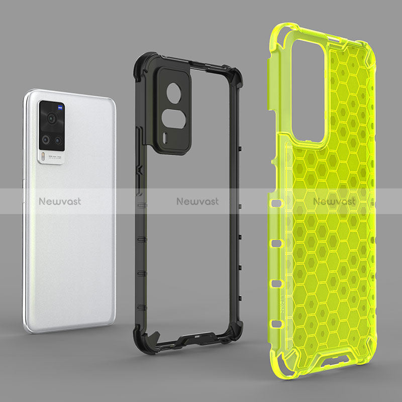 Silicone Transparent Frame Case Cover 360 Degrees AM1 for Vivo X60 Pro 5G