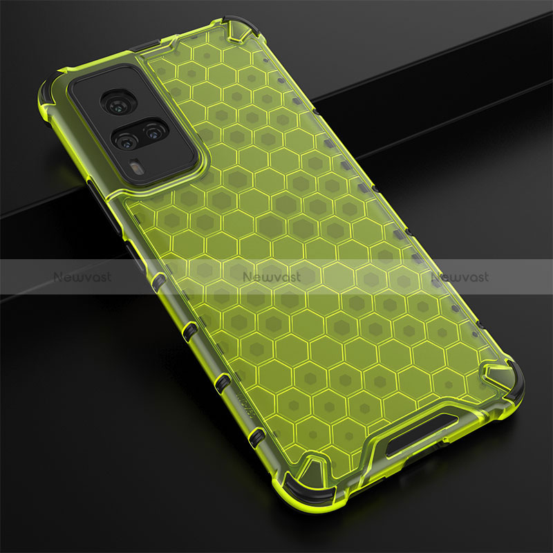 Silicone Transparent Frame Case Cover 360 Degrees AM1 for Vivo X60 Pro 5G Green