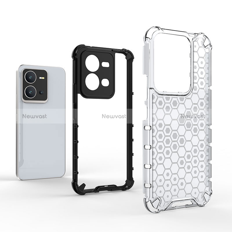 Silicone Transparent Frame Case Cover 360 Degrees AM1 for Vivo X80 Lite 5G