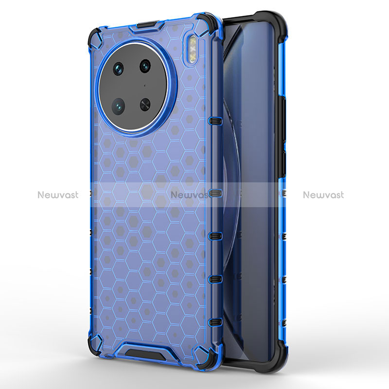 Silicone Transparent Frame Case Cover 360 Degrees AM1 for Vivo X90 Pro 5G Blue