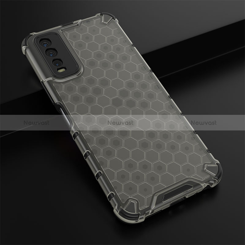 Silicone Transparent Frame Case Cover 360 Degrees AM1 for Vivo Y12s Black