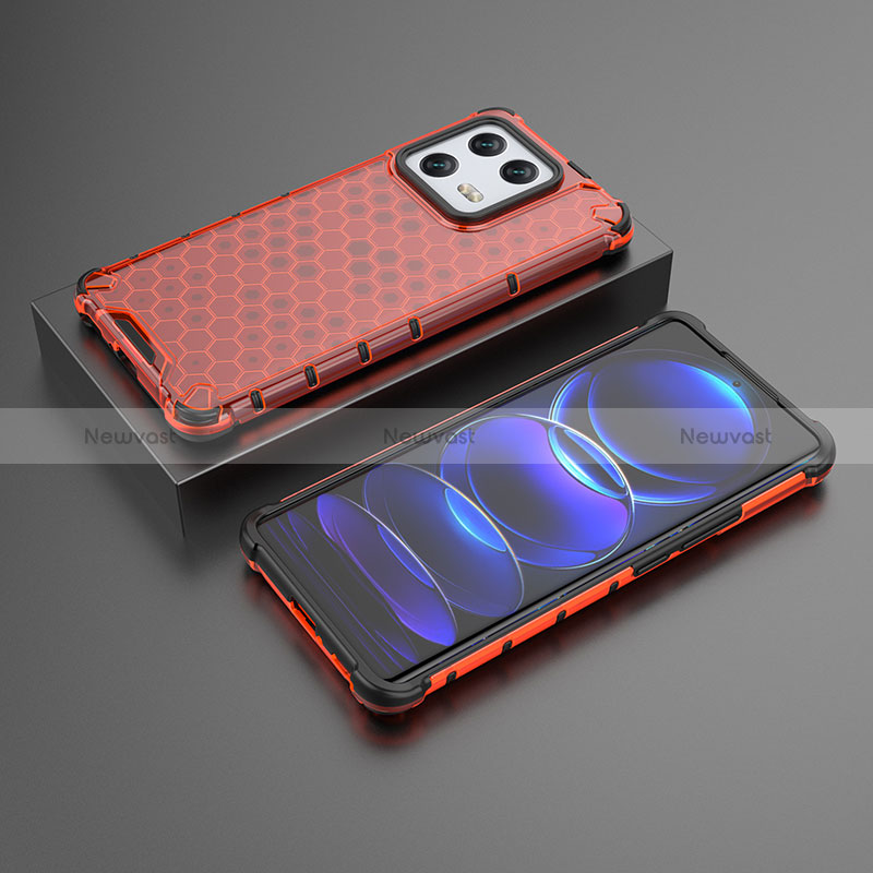 Silicone Transparent Frame Case Cover 360 Degrees AM1 for Xiaomi Mi 13 Pro 5G Red