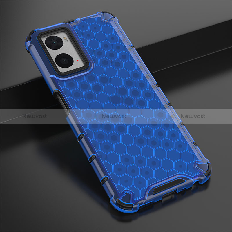 Silicone Transparent Frame Case Cover 360 Degrees AM2 for Oppo A76 Blue