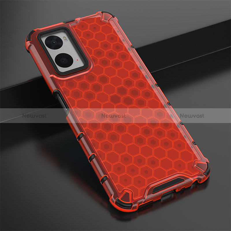 Silicone Transparent Frame Case Cover 360 Degrees AM2 for Oppo A76 Red