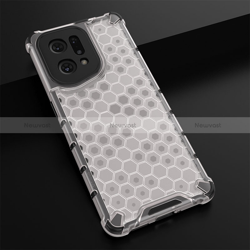 Silicone Transparent Frame Case Cover 360 Degrees AM2 for Oppo Find X5 5G White