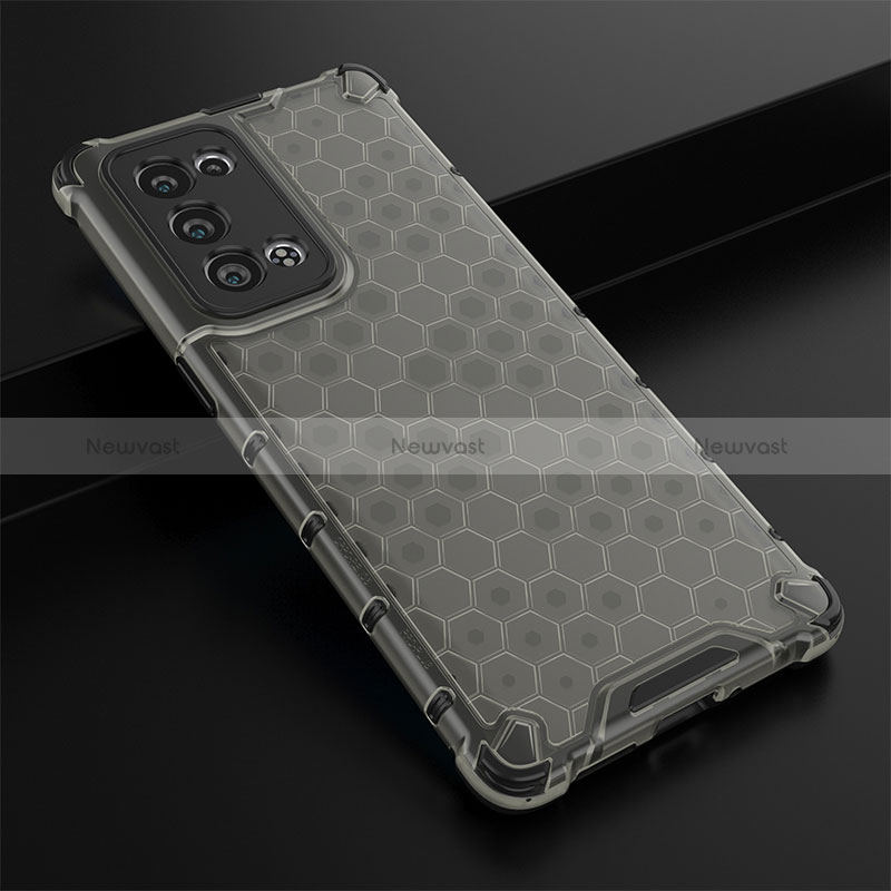 Silicone Transparent Frame Case Cover 360 Degrees AM2 for Oppo Reno6 Pro 5G Black