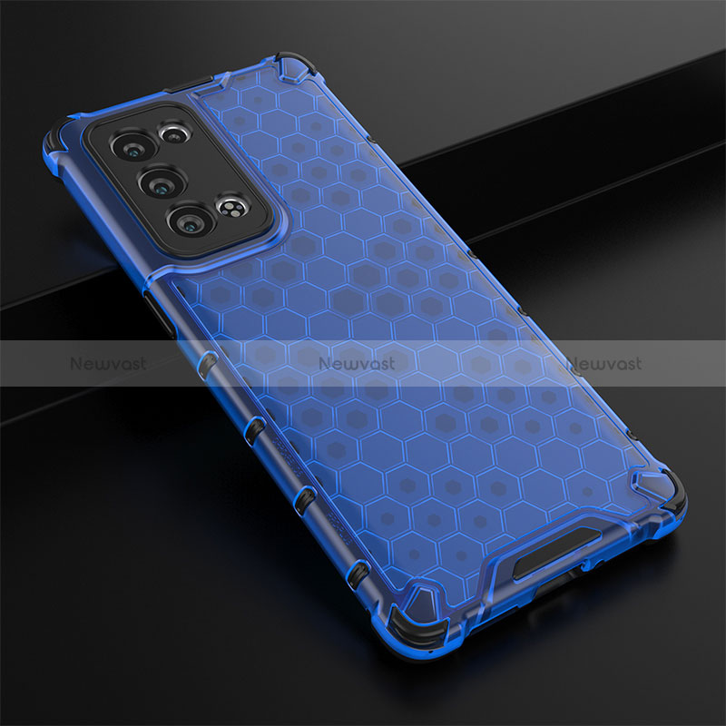 Silicone Transparent Frame Case Cover 360 Degrees AM2 for Oppo Reno6 Pro 5G Blue