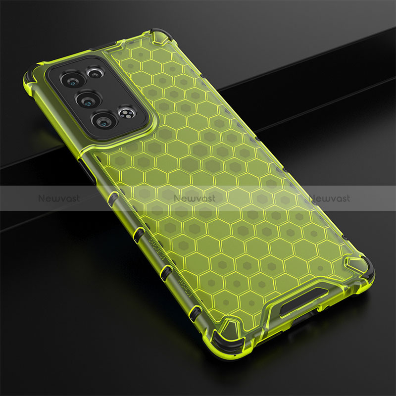 Silicone Transparent Frame Case Cover 360 Degrees AM2 for Oppo Reno6 Pro 5G Green