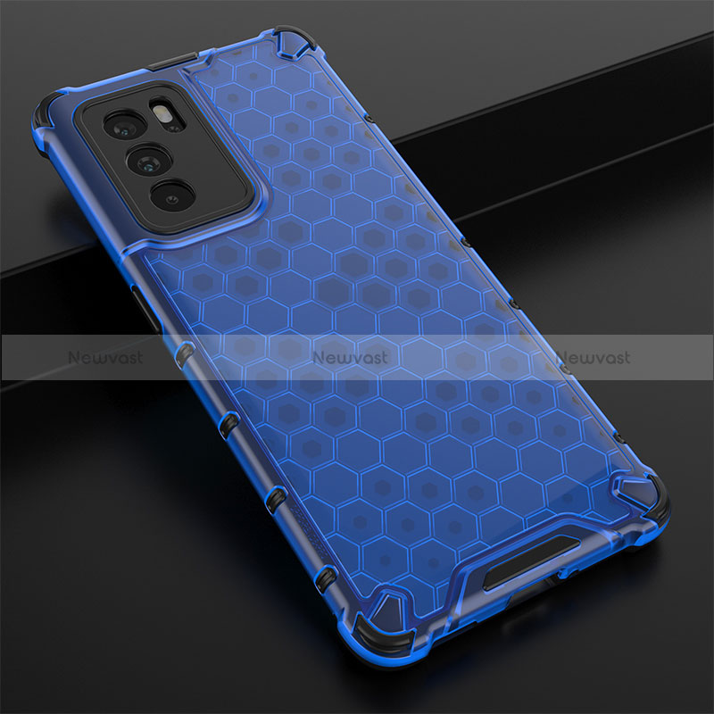 Silicone Transparent Frame Case Cover 360 Degrees AM2 for Oppo Reno6 Pro 5G India Blue