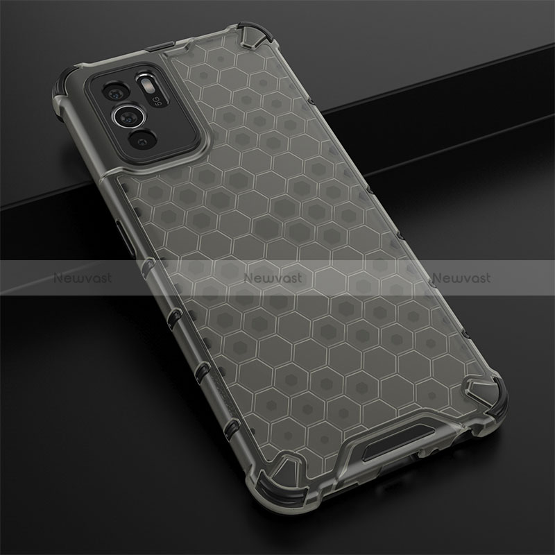 Silicone Transparent Frame Case Cover 360 Degrees AM2 for Oppo Reno6 Z 5G Black