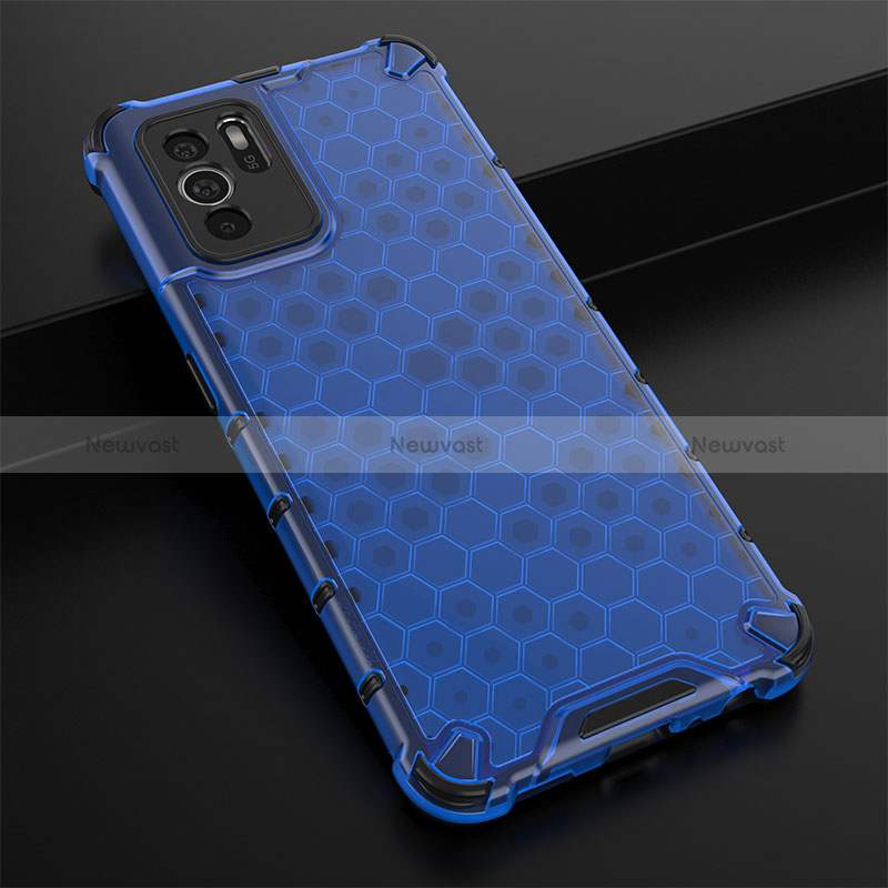 Silicone Transparent Frame Case Cover 360 Degrees AM2 for Oppo Reno6 Z 5G Blue