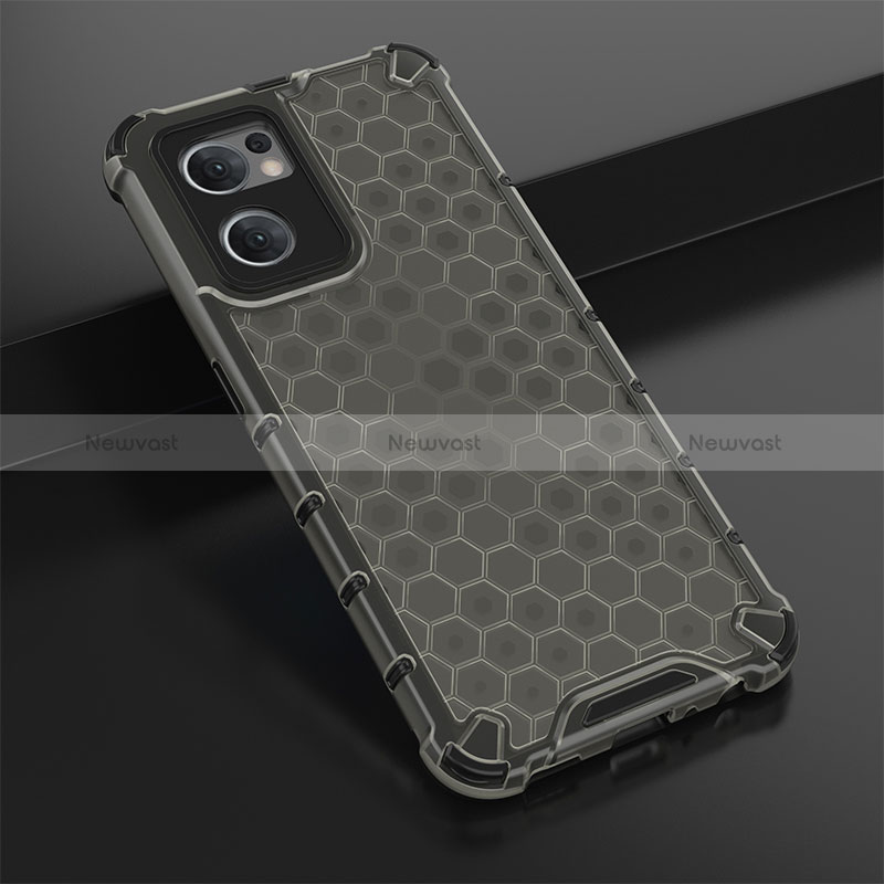 Silicone Transparent Frame Case Cover 360 Degrees AM2 for Oppo Reno7 5G Black
