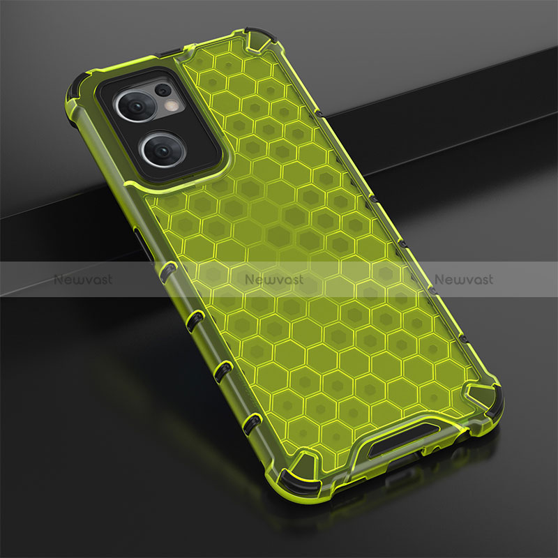 Silicone Transparent Frame Case Cover 360 Degrees AM2 for Oppo Reno7 5G Green