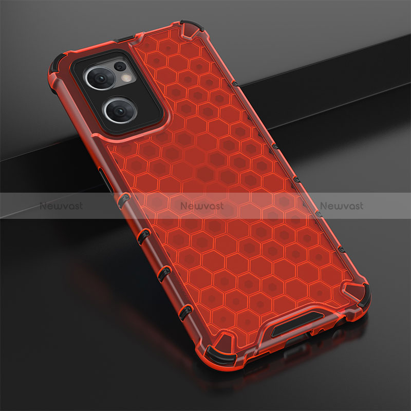 Silicone Transparent Frame Case Cover 360 Degrees AM2 for Oppo Reno7 5G Red