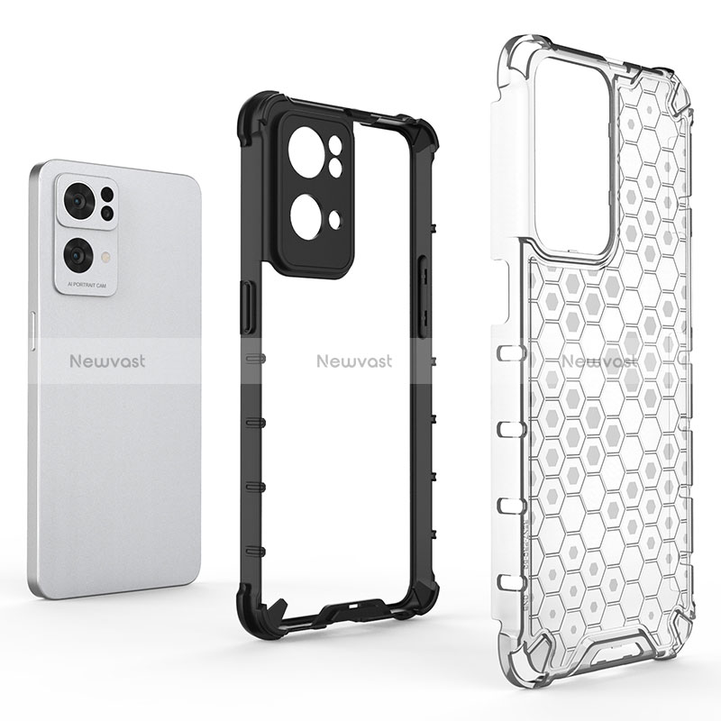 Silicone Transparent Frame Case Cover 360 Degrees AM2 for Oppo Reno7 Pro 5G