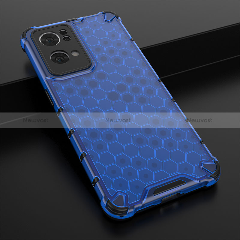 Silicone Transparent Frame Case Cover 360 Degrees AM2 for Oppo Reno7 Pro 5G Blue