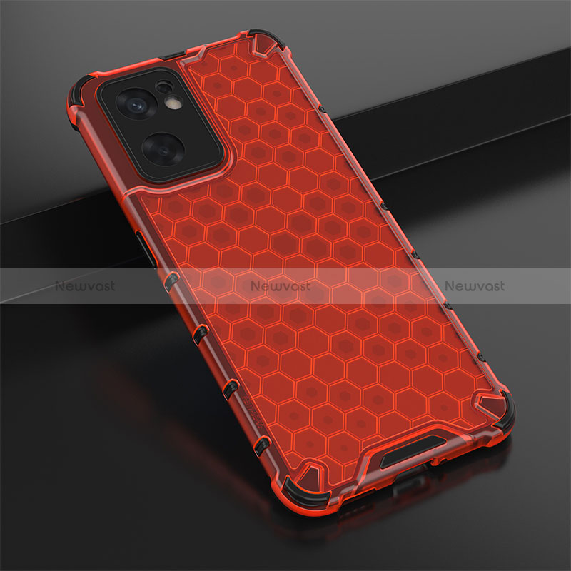 Silicone Transparent Frame Case Cover 360 Degrees AM2 for Oppo Reno7 SE 5G Red