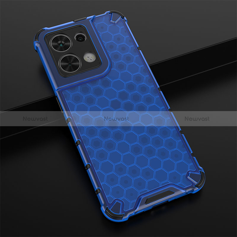 Silicone Transparent Frame Case Cover 360 Degrees AM2 for Oppo Reno8 5G Blue