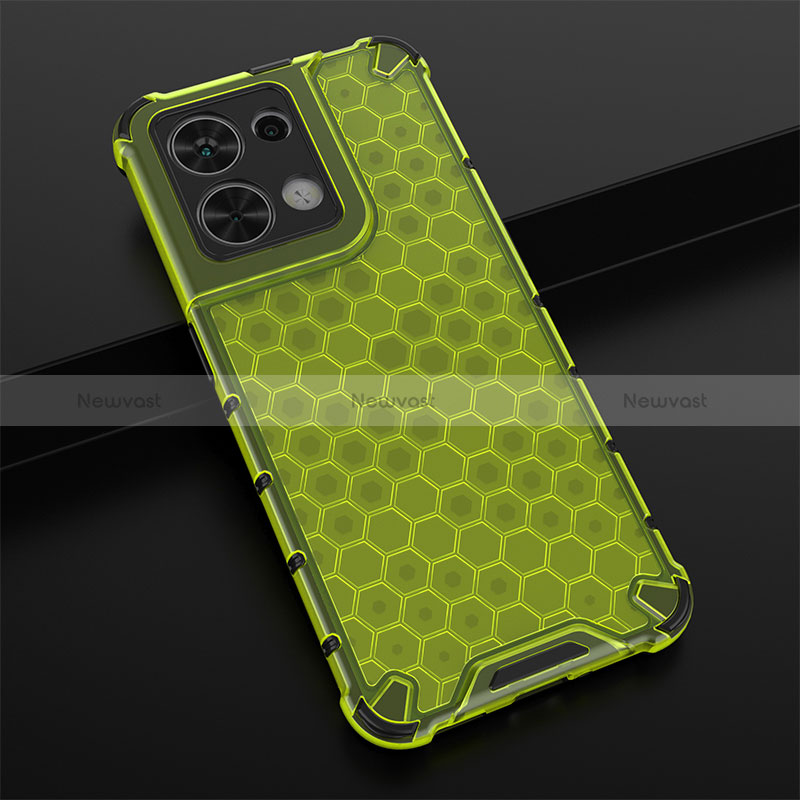 Silicone Transparent Frame Case Cover 360 Degrees AM2 for Oppo Reno8 5G Green