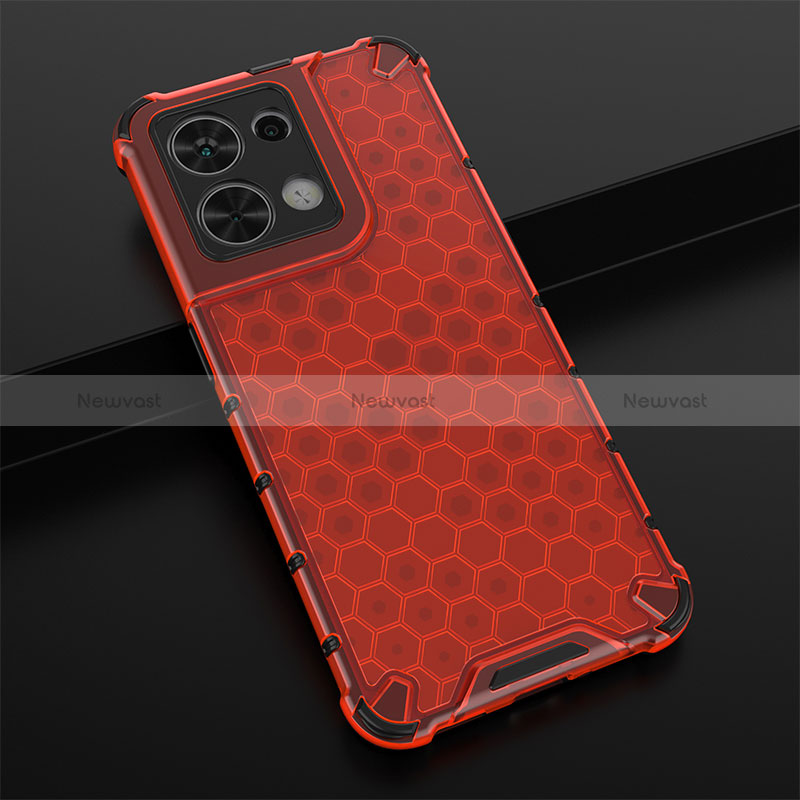 Silicone Transparent Frame Case Cover 360 Degrees AM2 for Oppo Reno8 5G Red