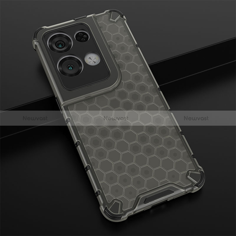 Silicone Transparent Frame Case Cover 360 Degrees AM2 for Oppo Reno8 Pro 5G Black