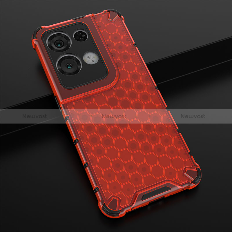 Silicone Transparent Frame Case Cover 360 Degrees AM2 for Oppo Reno8 Pro 5G Red