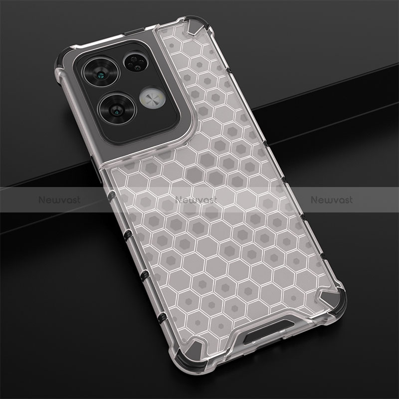 Silicone Transparent Frame Case Cover 360 Degrees AM2 for Oppo Reno8 Pro 5G White