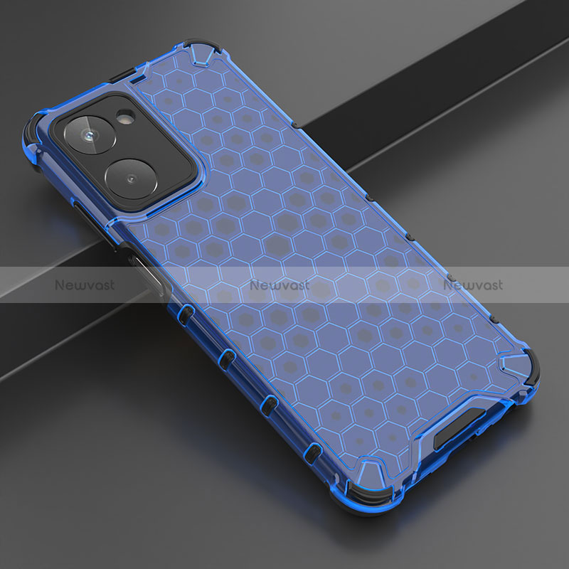 Silicone Transparent Frame Case Cover 360 Degrees AM2 for Realme 10 4G Blue